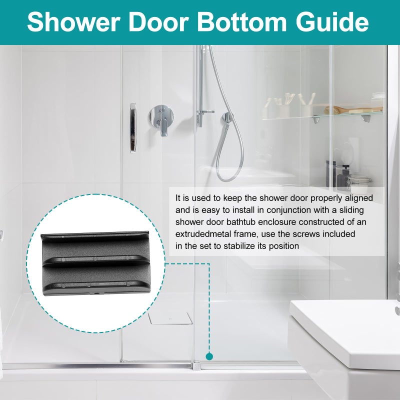 VYH M6219 Sliding Shower Door Bottom Guide for Sliding Shower Door (Top Hung) Shower Door Guide, 1/2 in Channels for Glass Shower Door Plastic Guide(2 Pack(Black) - Image 2